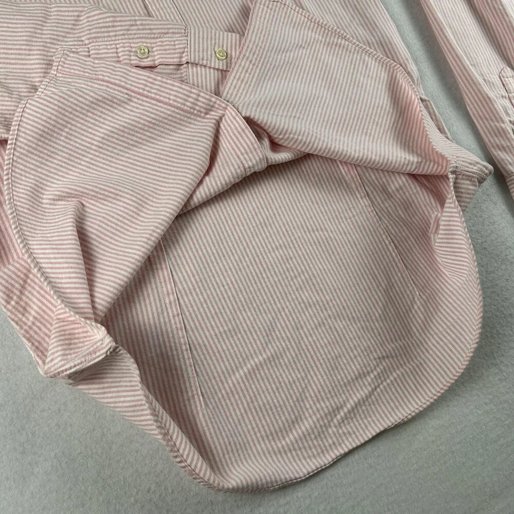 Ralph Lauren Shirt Boys 12 Pink Striped Button Down Long Sleeve Flesh Pony Logo